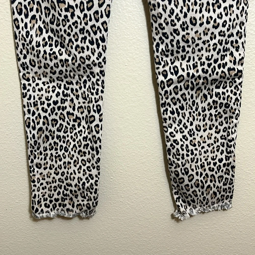 Gap Leopard Print Frayed Hem Pull On Stretch Jegging Ankle Jeans